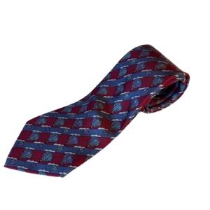 Hermes Silk Tie Hot Air Balloon Print Red Blue Classic Luxury